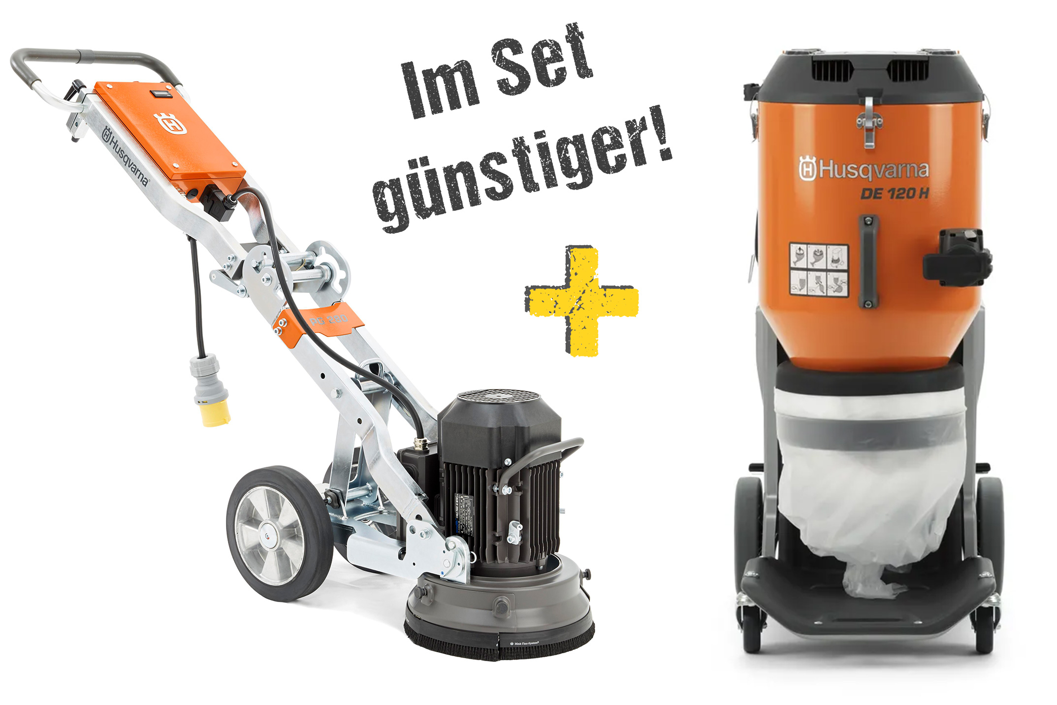 ⌀280mm Betonschleifer mit Randschleiffunktion und Absaugung mieten (230V) 1 PG 280 mit Sauger mieten