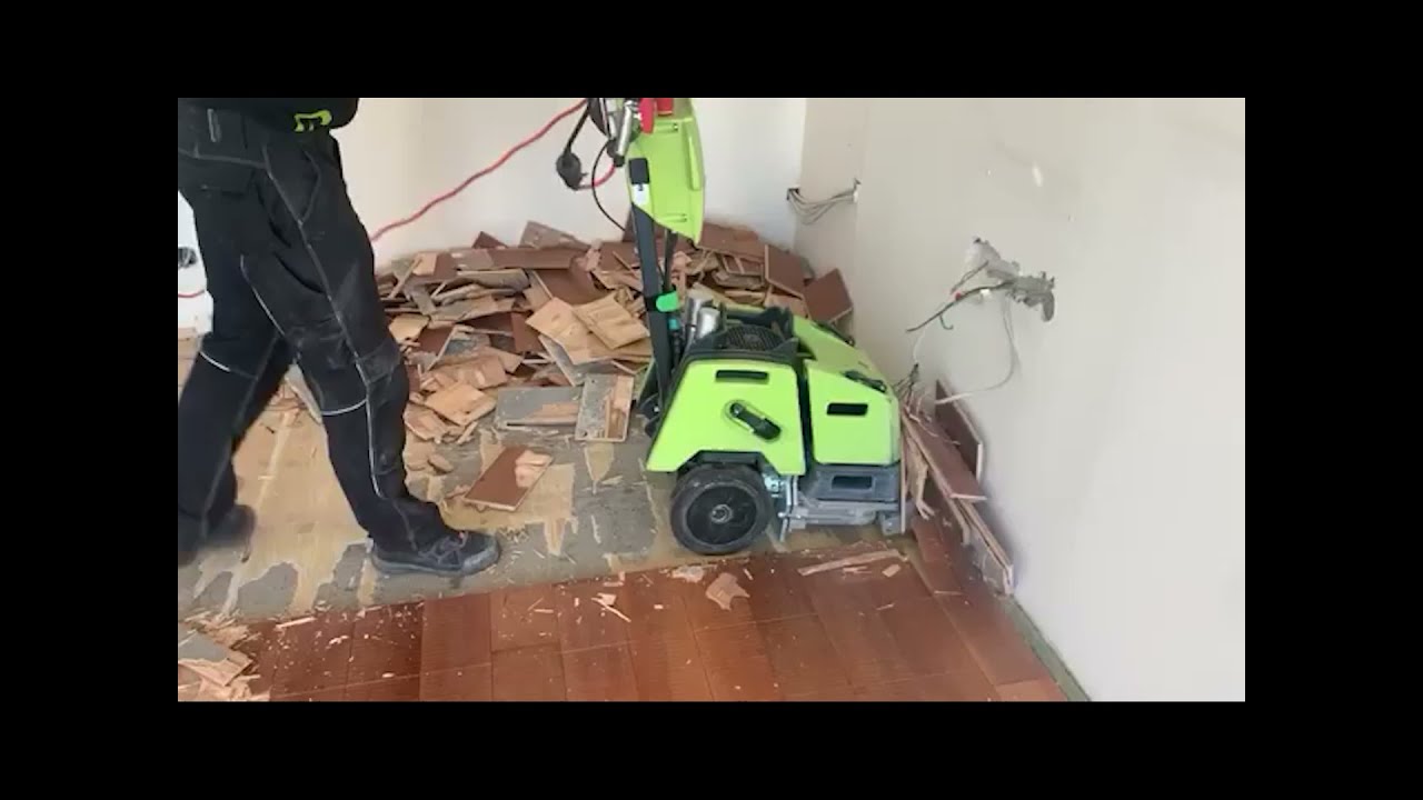 Verklebtes Parkett entfernen 11 Wolff BiTurbo Parkett Stripper - Parkettentferner im Einsatz